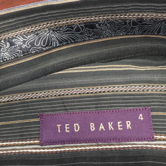 Ted Baker 4 Dress Shirt Gray, black tan pinstriped - Picture 5 of 6